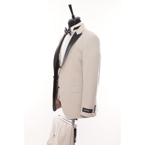 Derman Ecru Satin Collar 3 Piece Tuxedo - Picture 3 of 6